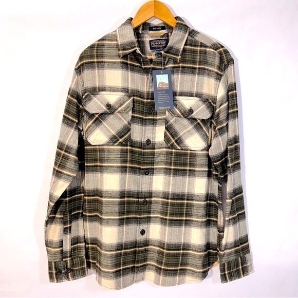 Pendleton greenPlaid Burnside double Brushed Flannel Shirt Sz Medium - Picture 1 of 11